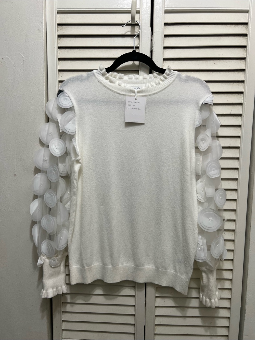 White Statement Sleeve Sweater